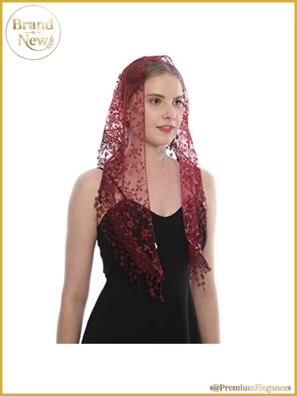 Triangle Lace Mantilla Veil Tulle Scarf for Mass Wedding Bridesmaids